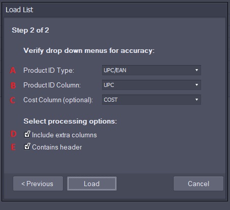 map columns to process spreadsheet